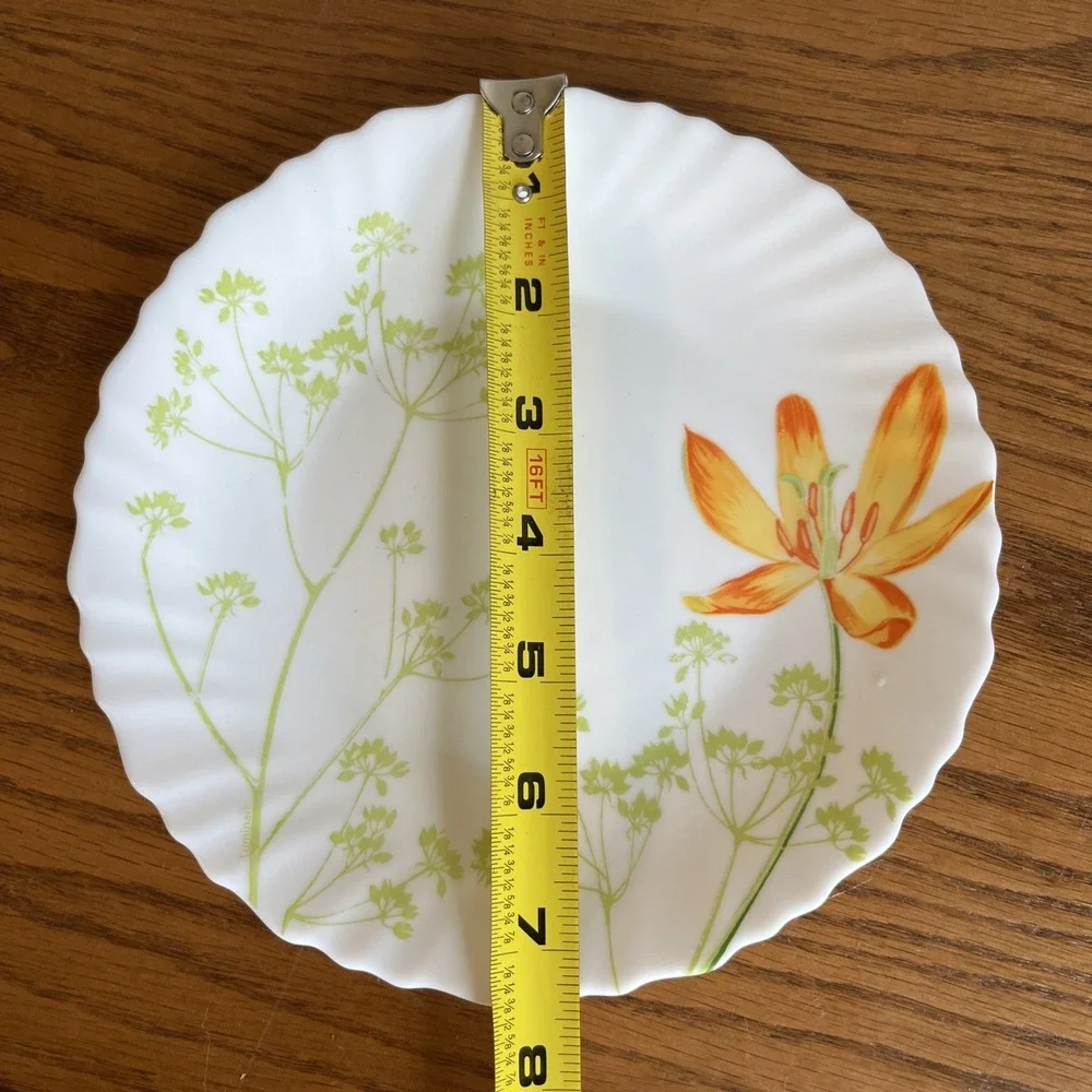 Vintage‎ Luminarc France Salad Plate Floral Orange Day Lily MCM Cottagecore RARE